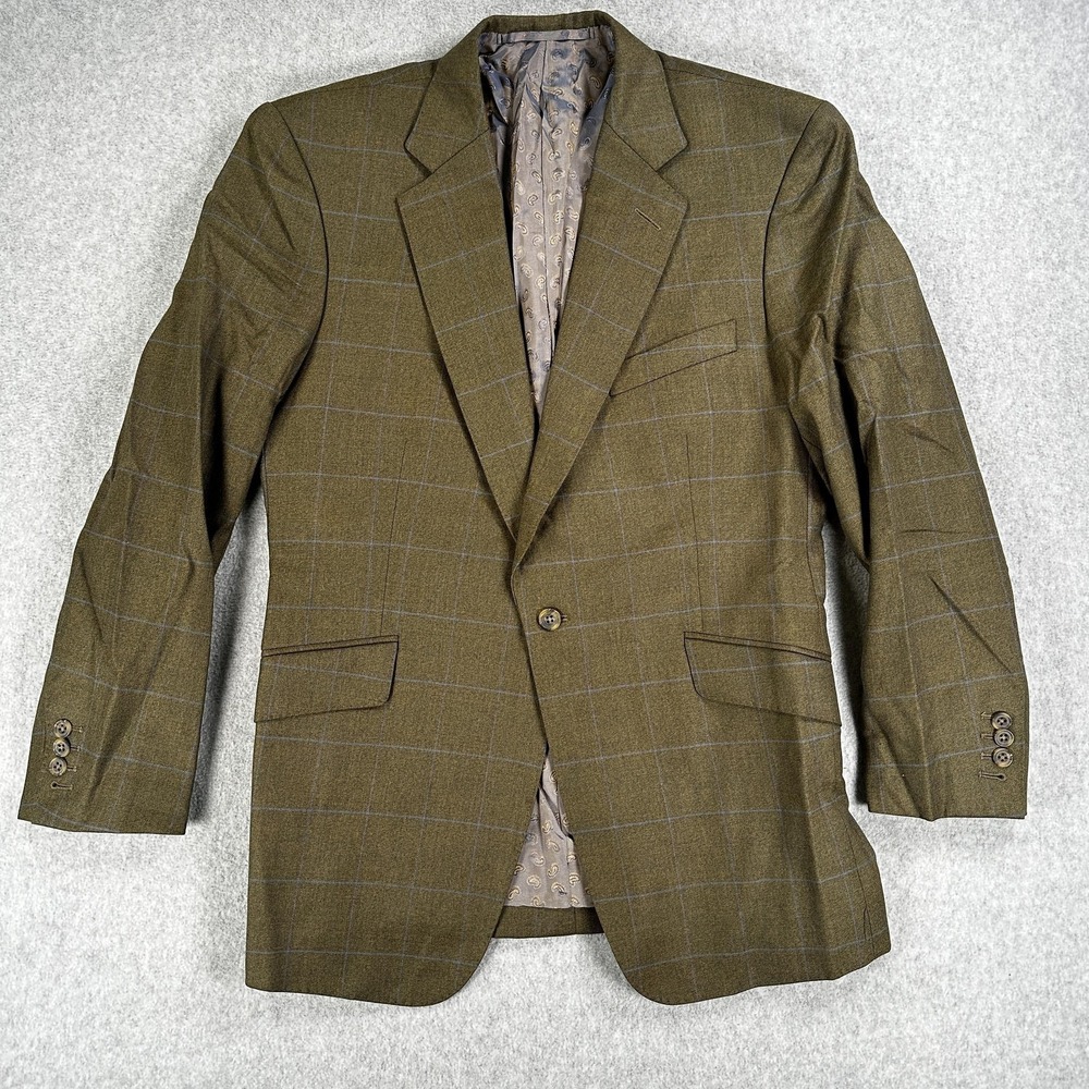 Cad & The Dandy Blazer Sport Country Coat Mens 40 Green Plaid Tweed Notch Lapel